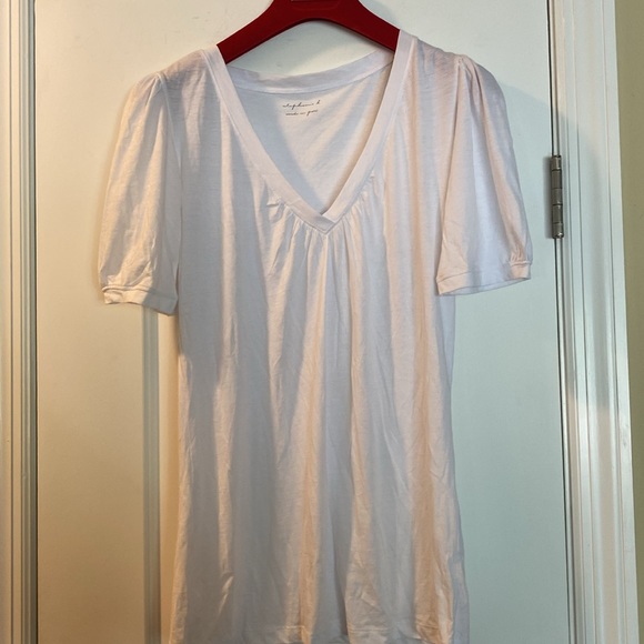 Stephanie B 💯 Pima Cotton White Puff Sleeve Top NeverUsed - Picture 3 of 8
